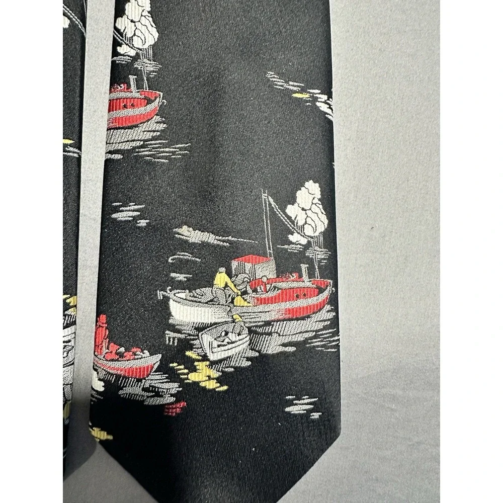VTG San Remo Black Fishing Boat Novelty Neck Tie